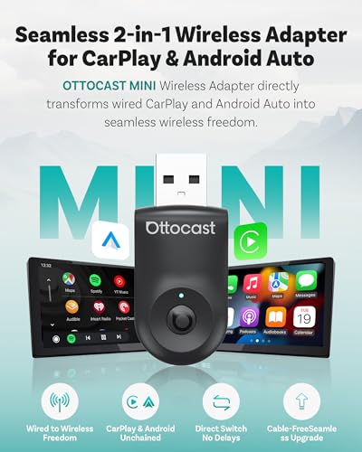 OTTOCAST Mini 2025 CarPlay & Android Auto Adapter for iPhone & Android
| Plug & Play OTTOCAST Mini 2025 Wireless AutoCo