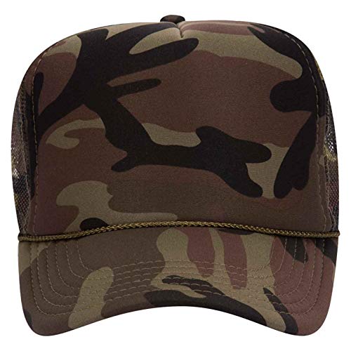 OTTO Camouflage Five Panel High Crown Mesh Back Trucker Hat for Men Outdoor Activities Cool Breathable Mesh Front