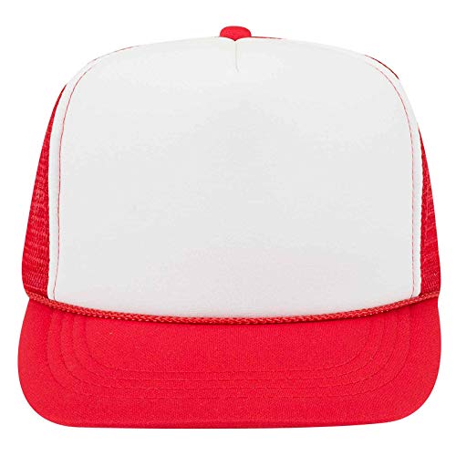 OTTO Cap Youth 5 Panel High Crown Mesh Back Trucker Hat for Summer Sports Stylish and Breathable Polyester Foam Front