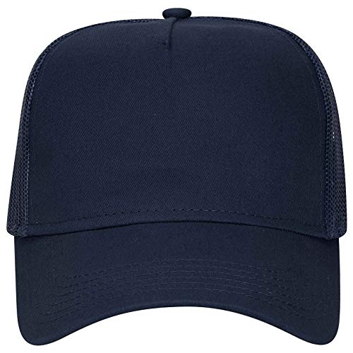 OTTO Cap 5 Panel Low Profile Mesh Back Trucker Hat for Men Navy Cotton Twill