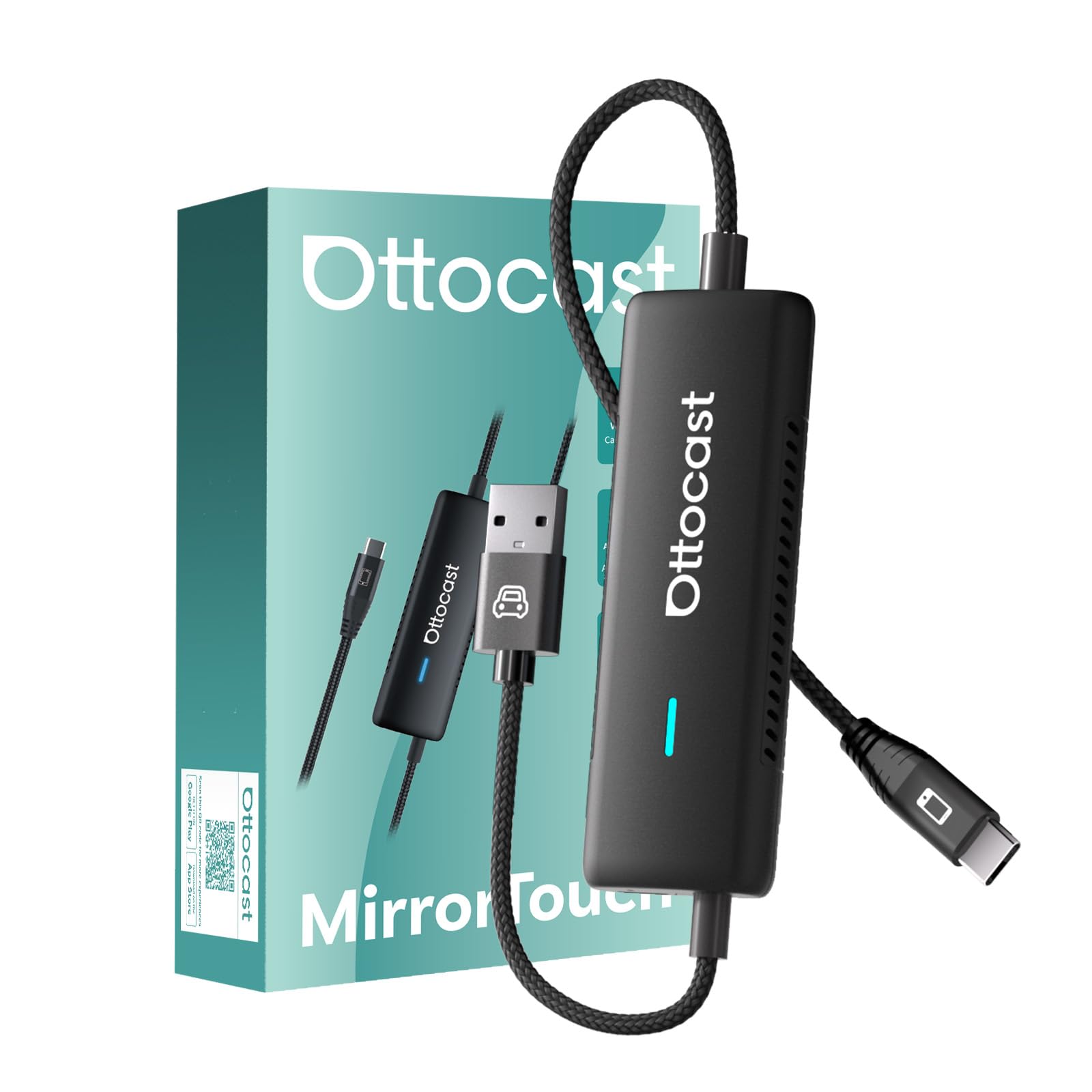 OTTOCAST Mirror Touch Wireless CarPlay Adapter for iPhone & Android - Bi-Directional Phone Mirroring & Dual Mode - Seaml