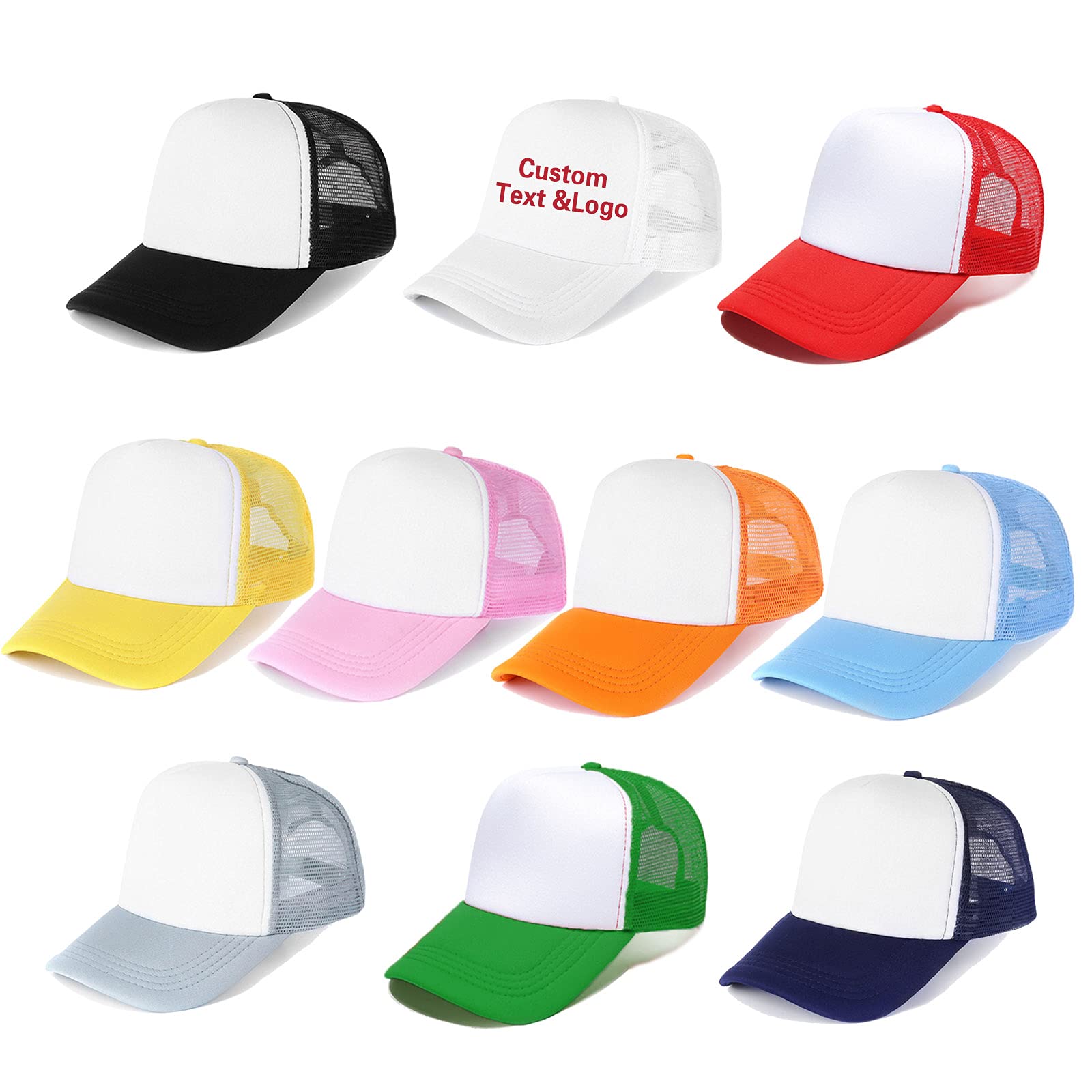 Ultrafun 10 Pack Trucker Hat Mesh Sublimation Blank Hats for Men and Women Adjustable Baseball Caps
