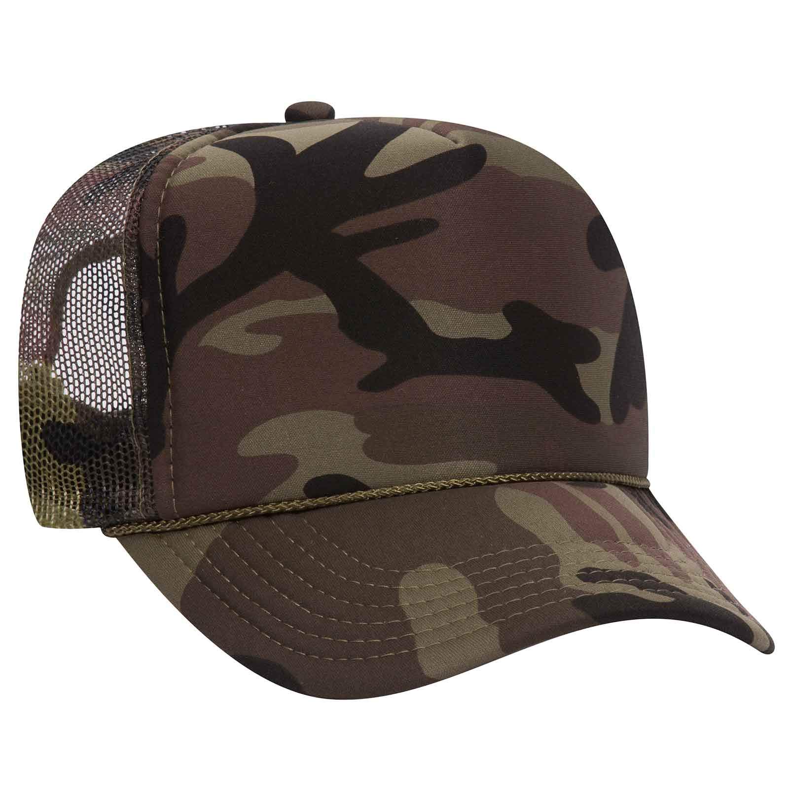 OTTO Camouflage Five Panel High Crown Mesh Back Trucker Hat for Men Outdoor Activities Cool Breathable Mesh Front